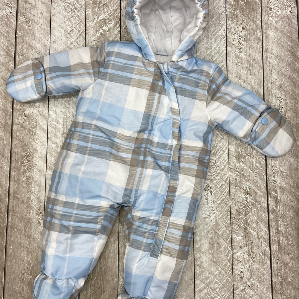 Carter's Light Blue and Gray Hooded Snowsuit